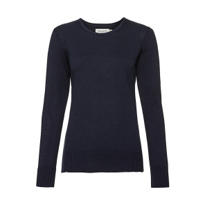 Russell Collection Ladies' Crew Neck Knitted Pullover - Navy Blue - XS