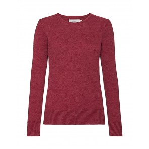 Russell Collection Ladies' Crew Neck Knitted Pullover - Cranberry Marl - 2XL