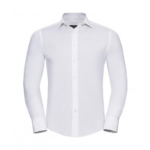 Russell Collection Fitted Stretch Shirt LS - White - 4XL