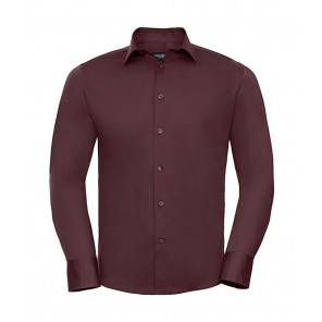 Russell Collection Fitted Stretch Shirt LS - Port - 4XL