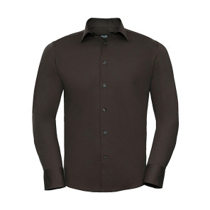 Russell Collection Fitted Stretch Shirt LS - Brown - L