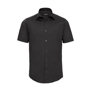 Russell Collection Fitted Stretch Shirt - Black - 4XL