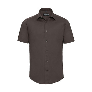 Russell Collection Fitted Stretch Shirt - Brown - S
