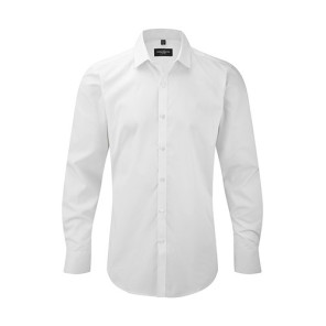 Russell Mens LS Ultimate Stretch Shirt White - Größe M