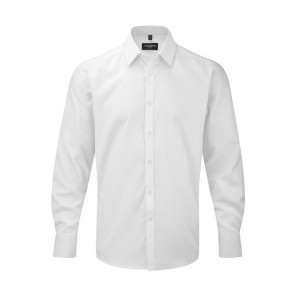 Russell Mens LS Herringbone Shirt White - Größe XL