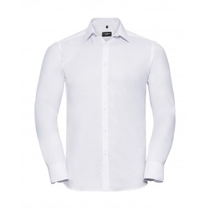 Russell Collection Men's LS Herringbone Shirt - White - 4XL