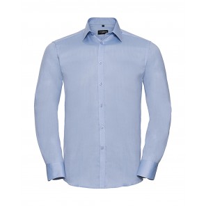 Russell Collection Men's LS Herringbone Shirt - Light Blue - XL