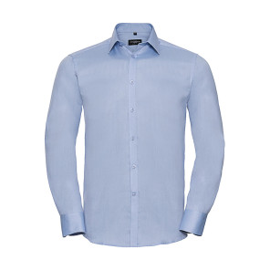 Russell Collection Men's LS Herringbone Shirt - Blue - 3XL