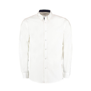 Kustom Kit Tailored Fit Premium Contrast Oxford Shirt - White - 2XL
