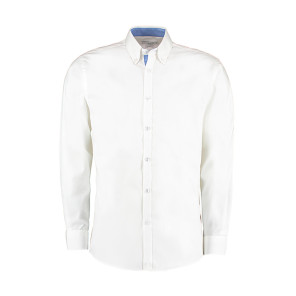 Kustom Kit Tailored Fit Premium Contrast Oxford Shirt - Blue - L