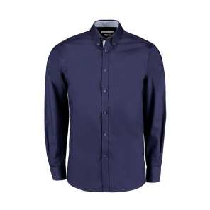 Kustom Kit Tailored Fit Premium Contrast Oxford Shirt - Blue - S
