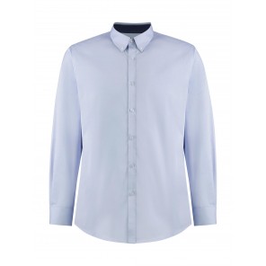 Kustom Kit Tailored Fit Premium Contrast Oxford Shirt - Light Blue/Navy - 2XL
