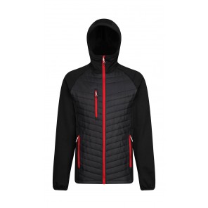 Regatta Professional Men’s Navigate Hybrid Hooded Jacket - Black/Classic Red - S