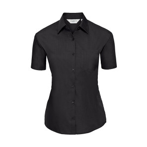 Russell Collection Ladies' Poplin Shirt - Black - M