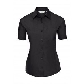 Russell Collection Ladies' Poplin Shirt - Black - XS(34)
