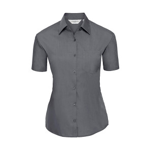 Russell Collection Ladies' Poplin Shirt - Grey - M