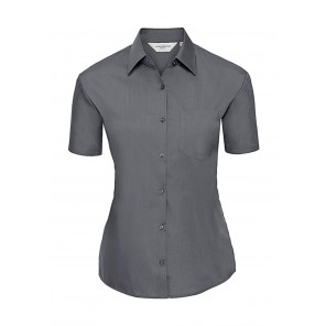 Russell Collection Ladies' Poplin Shirt - Convoy Grey - XS(34)