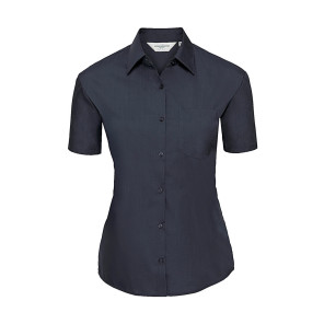 Russell Collection Ladies' Poplin Shirt - Navy Blue - M