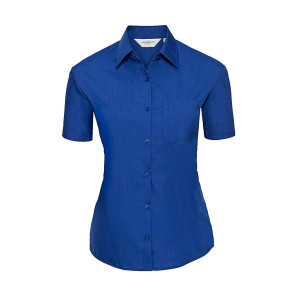 Russell Collection Ladies' Poplin Shirt - Blue - M