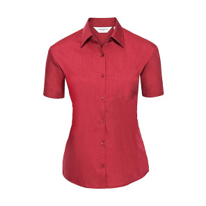 Russell Collection Ladies' Poplin Shirt - Red - M