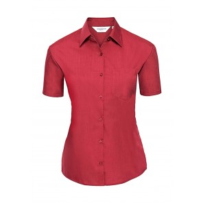 Russell Collection Ladies' Poplin Shirt - Classic Red - XS(34)