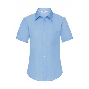 Fruit of the Loom Ladies' Poplin Shirt - Mid Blue - L