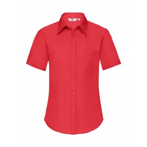 Fruit of the Loom Ladies' Poplin Shirt - Red - 3XL