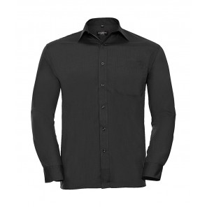 Russell Collection Poplin Shirt LS - Black - 4XL