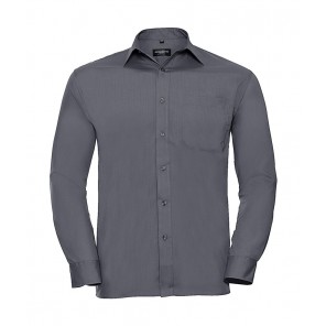 Russell Collection Poplin Shirt LS - Convoy Grey - 4XL