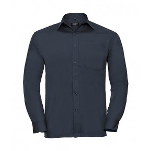 Russell Collection Poplin Shirt LS - French Navy - 4XL