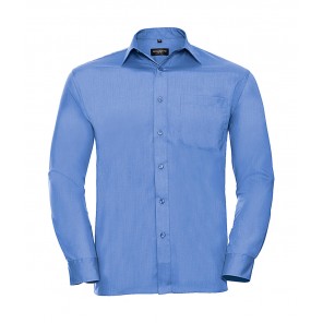 Russell Collection Poplin Shirt LS - Corporate Blue - 4XL