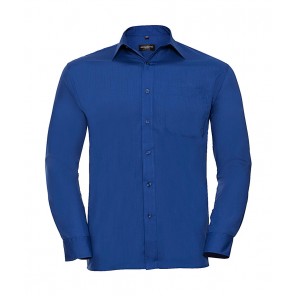 Russell Collection Poplin Shirt LS - Bright Royal - 4XL