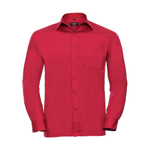 Russell Collection Poplin Shirt LS - Red - M