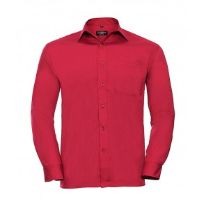Russell Collection Poplin Shirt LS - Classic Red - 3XL