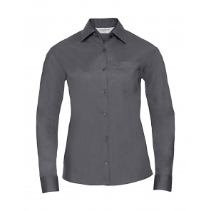 Russell Collection Ladies' LS Poplin Shirt - Convoy Grey - 3XL(46)