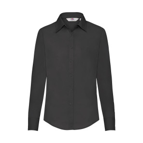 Fruit of the Loom Ladies' Poplin Shirt LS - Black - 3XL