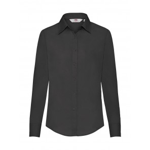 Fruit of the Loom Ladies' Poplin Shirt LS - Black - L