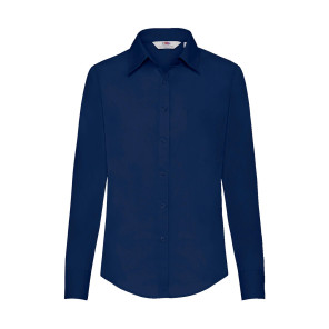 Fruit of the Loom Ladies' Poplin Shirt LS - Navy Blue - XS