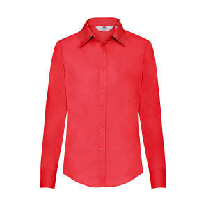 Fruit of the Loom Ladies' Poplin Shirt LS - Red - 2XL