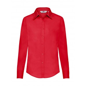 Fruit of the Loom Ladies' Poplin Shirt LS - Red - 2XL