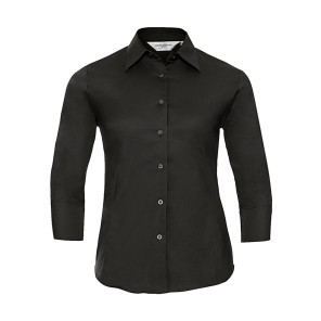 Russell Collection Ladies' 3/4 Sleeve Easy Care Fitted Shirt - Black - M