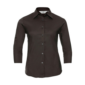 Russell Collection Ladies' 3/4 Sleeve Easy Care Fitted Shirt - Brown - M
