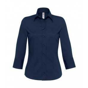 B&C Milano/women Popelin Shirt 3/4 sleeves - Navy - M