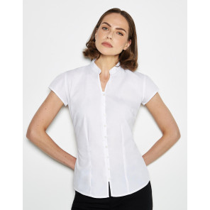 Kustom Kit Women's Tailored Fit Mandarin Collar Blouse SSL