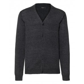 Russell Men's V-Neck Knitted Cardigan - Charcoal Marl - 2XS