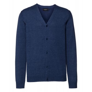 Russell Men's V-Neck Knitted Cardigan - Denim Marl - 2XS