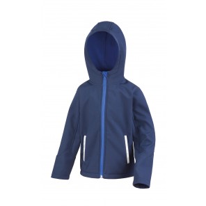 Result Core Kids TX Performance Hooded Softshell Jacket - Navy/Royal - XS(3-4)