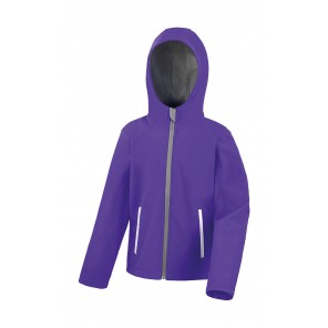 Result Core Kids TX Performance Hooded Softshell Jacket - Purple/Grey - XS(3-4)