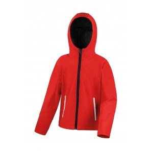 Result Core Kids TX Performance Hooded Softshell Jacket - Red/Black - S(5-6)
