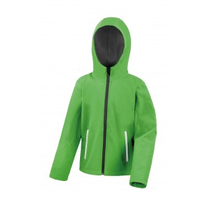 Result Core Kids TX Performance Hooded Softshell Jacket - Vivid Green/Black - XS(3-4)